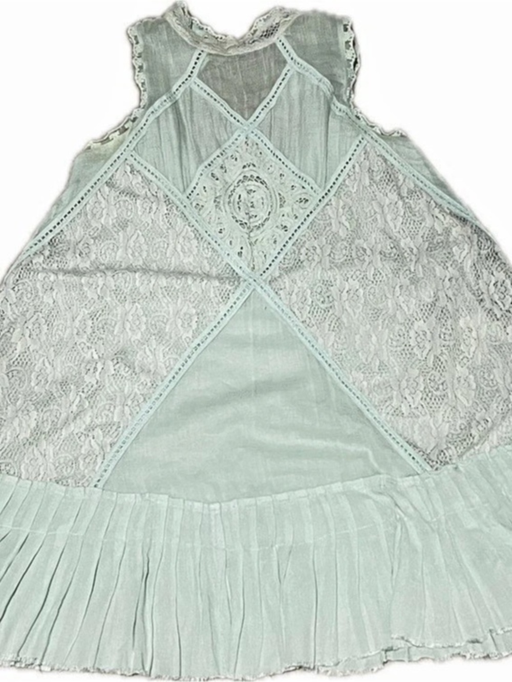 Free People Voile and Lace Trapeze Slip Dress Green- medium